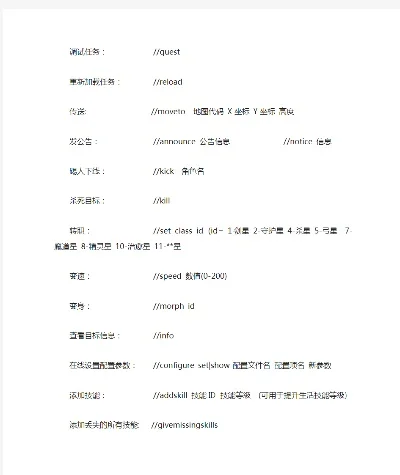 永恒之塔配置文件解析与GM命令使用指南